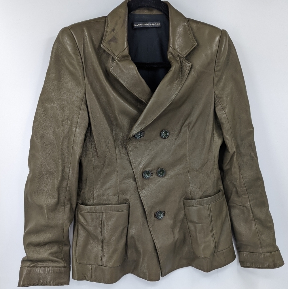 BALENCIAGA Lambskin Leather Jacket Blazer